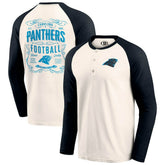 Carolina Panthers Darius Rucker Collection Raglan Henley T-Shirt - Cream/Black T-shirts