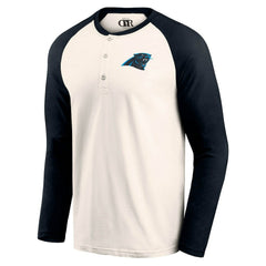 Carolina Panthers Darius Rucker Collection Raglan Henley T-Shirt - Cream/Black T-shirts
