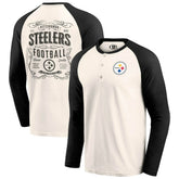 Pittsburgh Steelers Darius Rucker Collection Raglan Henley T-Shirt - Cream/Black T-shirts