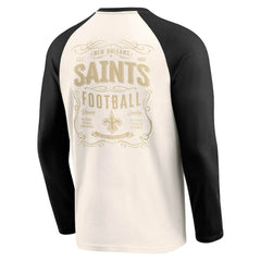 New Orleans Saints Darius Rucker Collection Raglan Henley T-Shirt - Cream/Black T-shirts