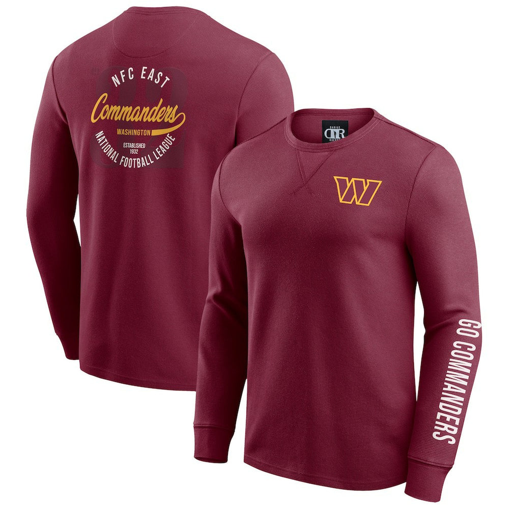 Washington Commanders Darius Rucker Collection Washed Waffle-Knit Long Sleeve T-Shirt - Burgundy T-shirts