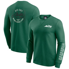 New York Jets Darius Rucker Collection Washed Waffle-Knit Long Sleeve T-Shirt - Green T-shirts