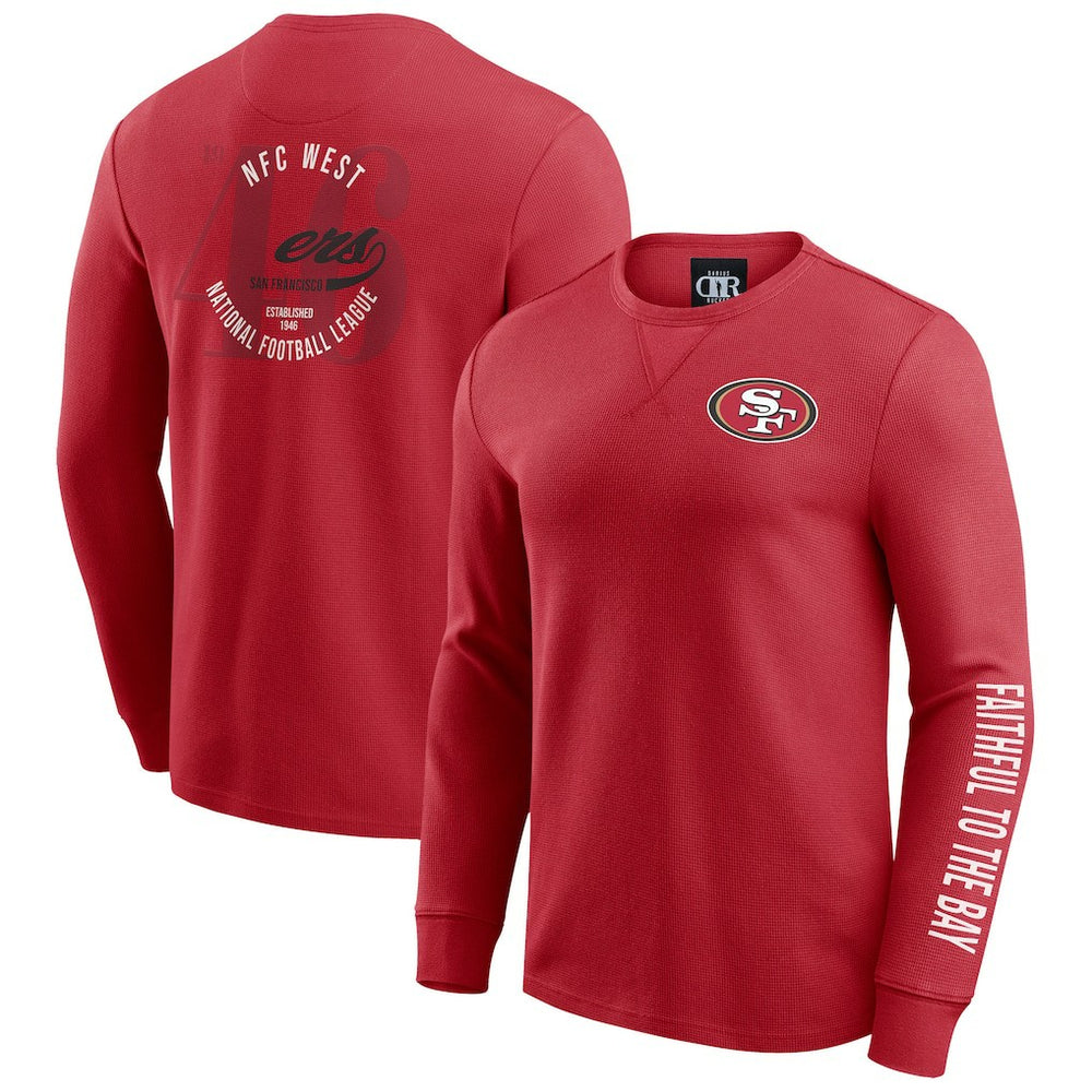 San Francisco 49ers Darius Rucker Collection Washed Waffle-Knit Long Sleeve T-Shirt - Scarlet T-shirts