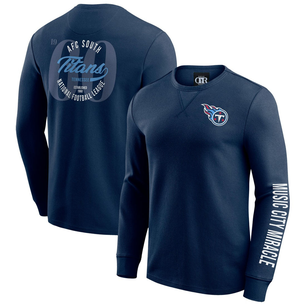 Tennessee Titans Darius Rucker Collection Washed Waffle-Knit Long Sleeve T-Shirt - Navy T-shirts