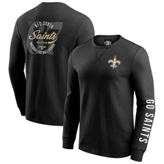 New Orleans Saints Darius Rucker Collection Washed Waffle-Knit Long Sleeve T-Shirt - Black T-shirts