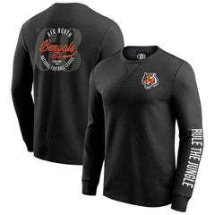 Cincinnati Bengals Darius Rucker Collection Washed Waffle-Knit Long Sleeve T-Shirt - Black T-shirts