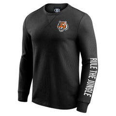 Cincinnati Bengals Darius Rucker Collection Washed Waffle-Knit Long Sleeve T-Shirt - Black T-shirts