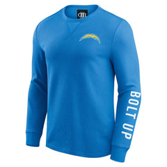 Los Angeles Chargers Darius Rucker Collection Washed Waffle-Knit Long Sleeve T-Shirt - Powder Blue T-shirts