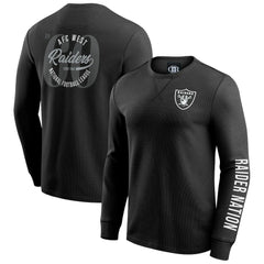 Las Vegas Raiders Darius Rucker Collection Washed Waffle-Knit Long Sleeve T-Shirt - Black T-shirts