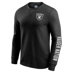 Las Vegas Raiders Darius Rucker Collection Washed Waffle-Knit Long Sleeve T-Shirt - Black T-shirts