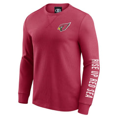 Arizona Cardinals Darius Rucker Collection Washed Waffle-Knit Long Sleeve T-Shirt - Red T-shirts