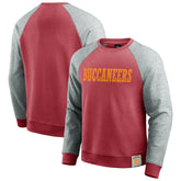 Tampa Bay Buccaneers Darius Rucker Collection Throwback Color Block Raglan Pullover Sweatshirt - Red/Heather Gray Pullover