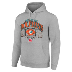 Miami Dolphins Starter 80s Retro Pullover Hoodie - Heather Gray Hoodies