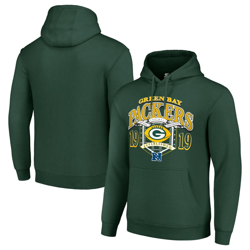 Green Bay Packers Starter 80s Retro Pullover Hoodie - Green Hoodies