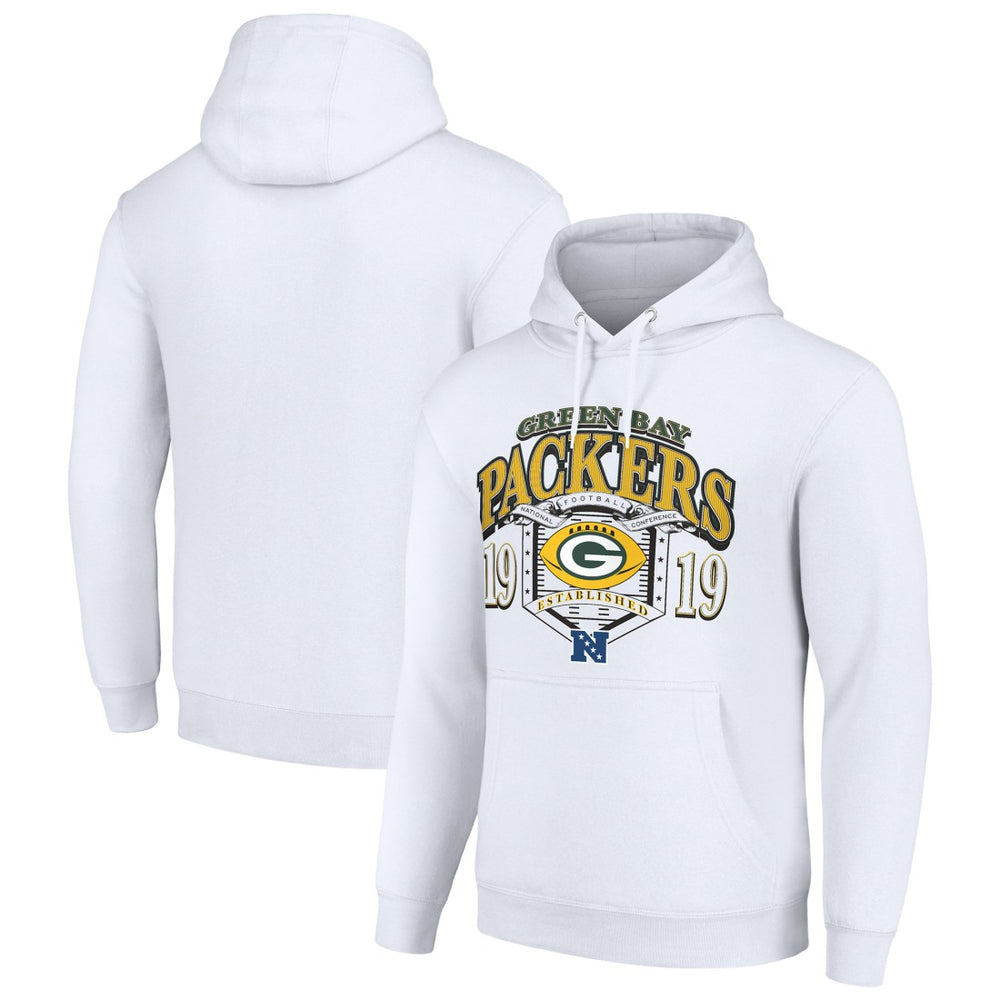 Green Bay Packers Starter 80s Retro Pullover Hoodie - White Hoodies