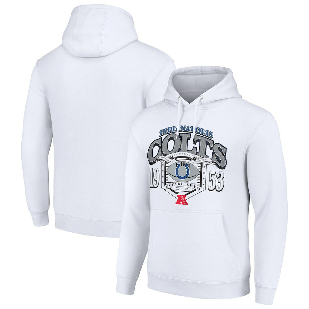 Indianapolis Colts Starter 80s Retro Pullover Hoodie - White Hoodies