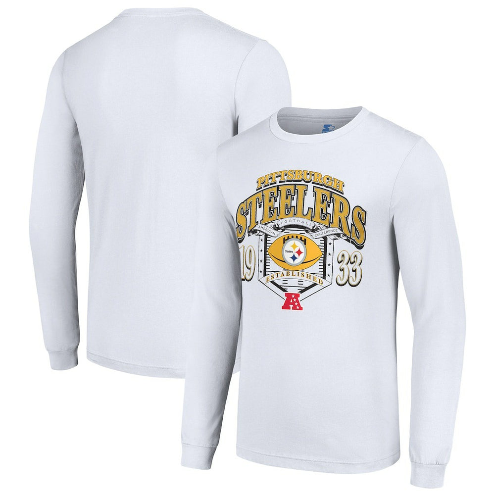 Pittsburgh Steelers Starter Retro Long Sleeve Graphic T-Shirt - White T-shirts