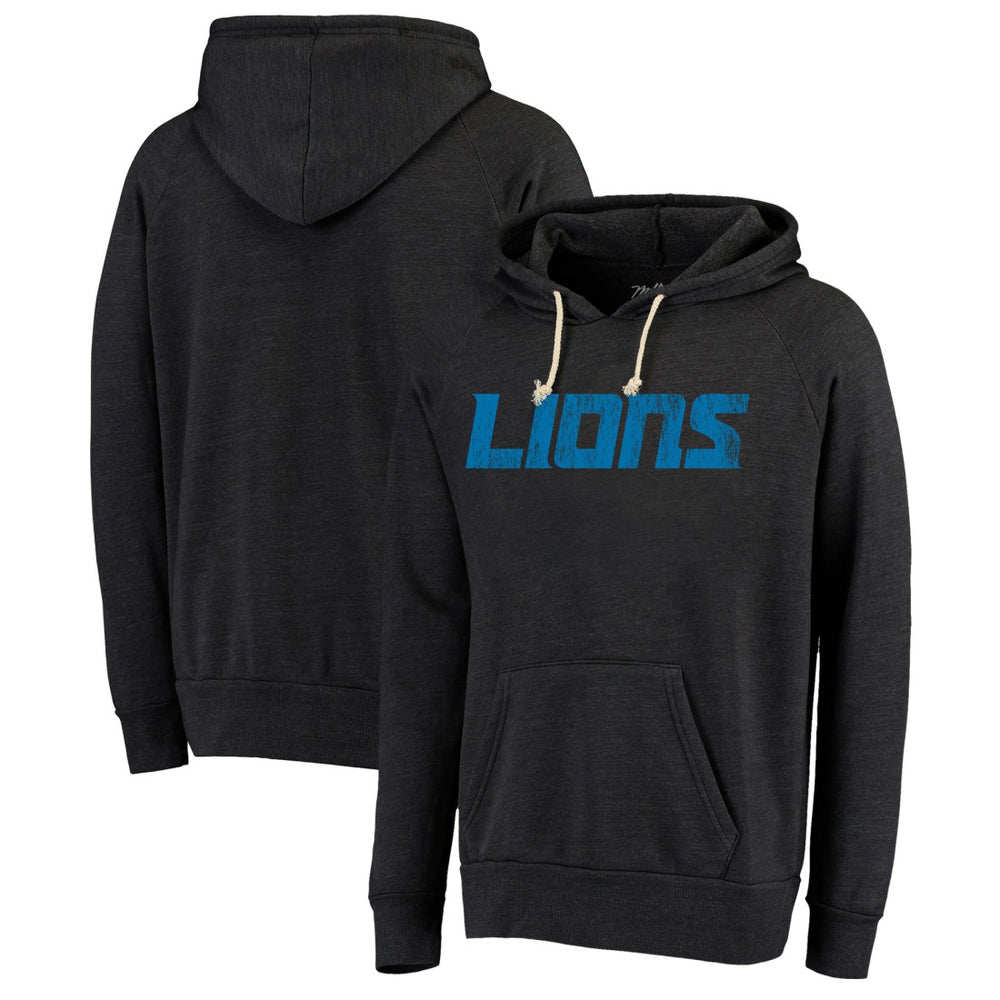 Detroit Lions Majestic Threads Raglan Tri-Blend Pullover Hoodie - Black Hoodies