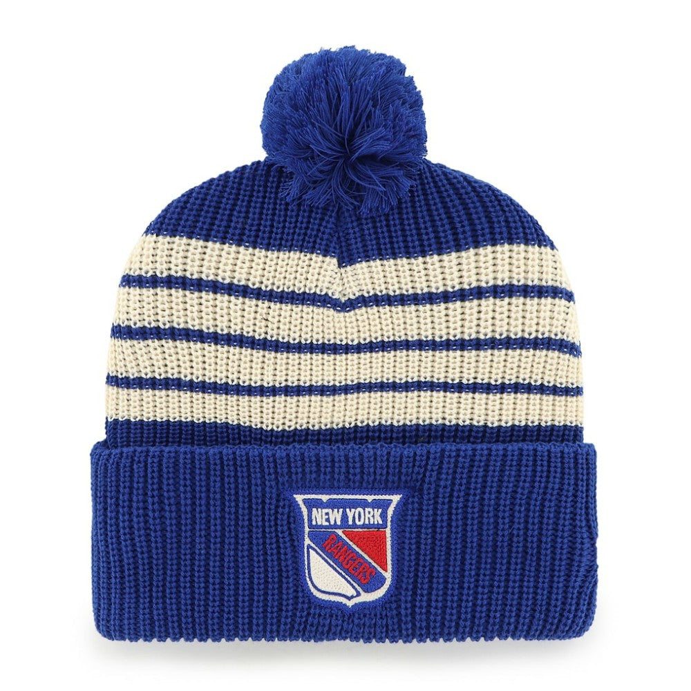New York Rangers '47 Old Time Hockey Barn Cuffed Knit Hat with Pom - Blue | US 201534450