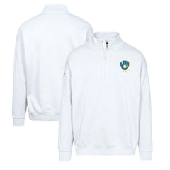 Milwaukee Brewers Levelwear Murray Core Logo Quarter-Zip Pullover Top - White Pullover