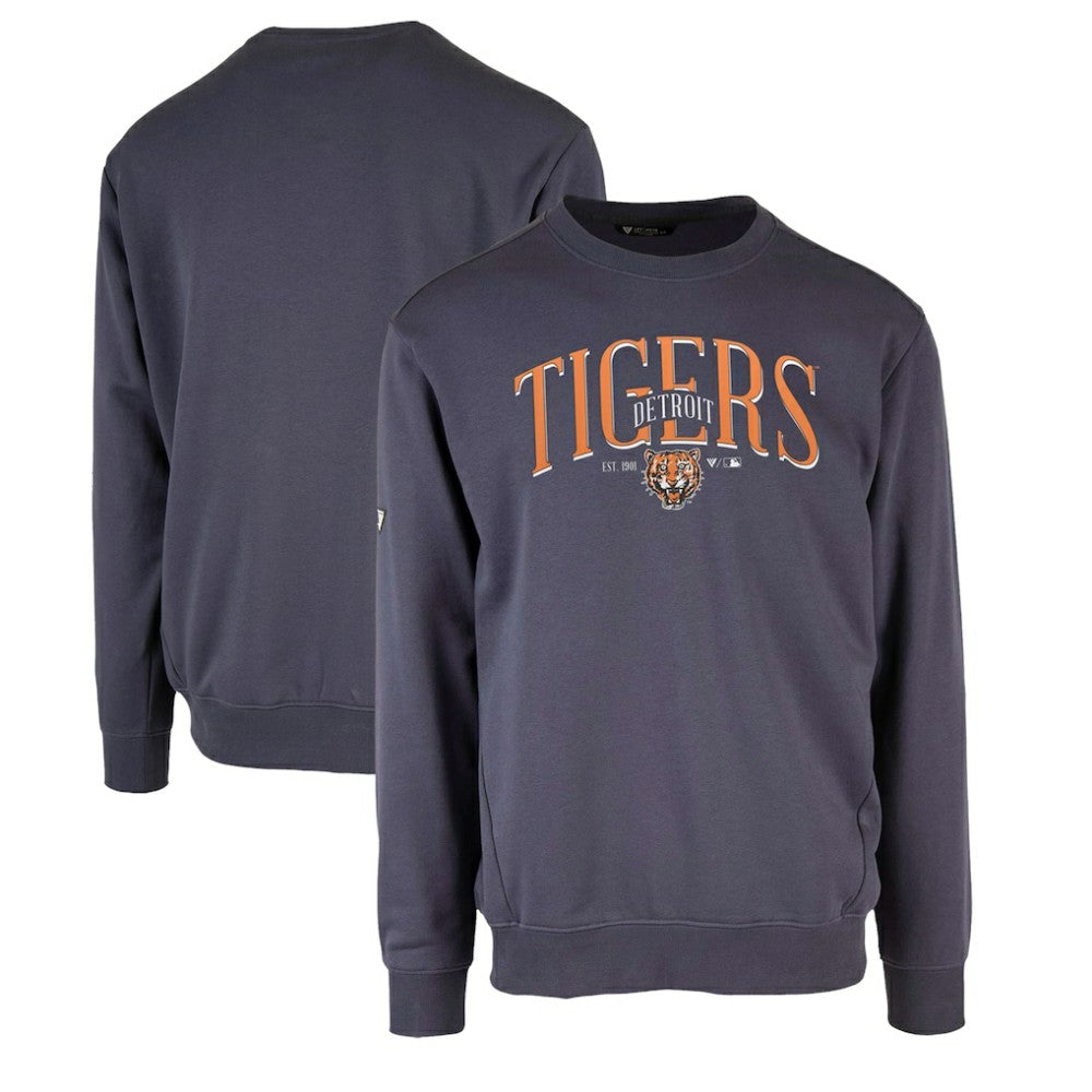 Detroit Tigers Levelwear Zane Cooperstown Collection Retro Spellout Pullover Sweatshirt - Navy Pullover