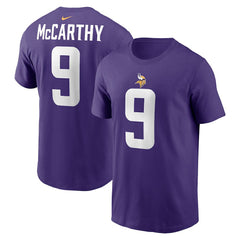 J.J. McCarthy Minnesota Vikings Name & Number T-Shirt - Purple T-shirts