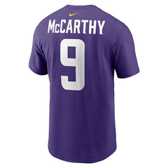 J.J. McCarthy Minnesota Vikings Name & Number T-Shirt - Purple T-shirts