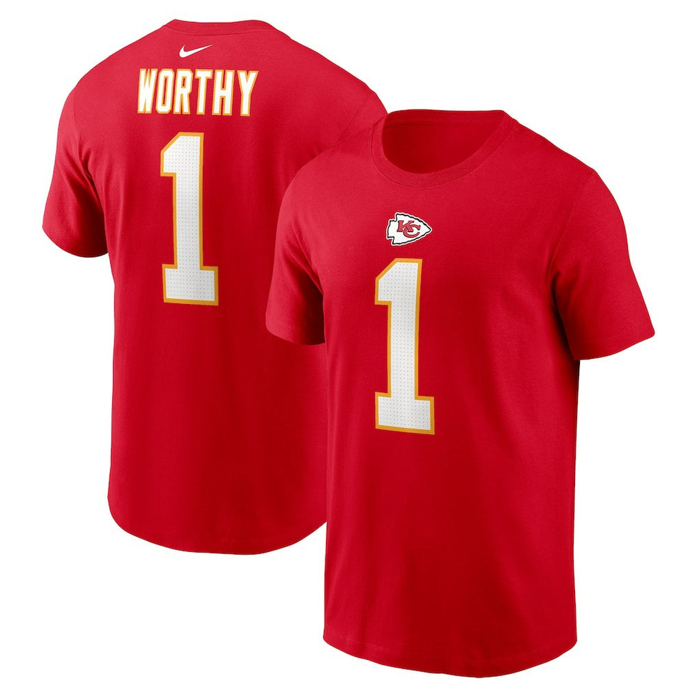 Xavier Worthy Kansas City Chiefs Name & Number T-Shirt - Red T-shirts