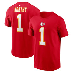 Xavier Worthy Kansas City Chiefs Name & Number T-Shirt - Red T-shirts
