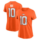 Bo Nix Denver Broncos Women's Name & Number T-Shirt - Orange T-shirts