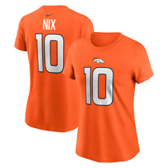 Bo Nix Denver Broncos Women's Name & Number T-Shirt - Orange T-shirts