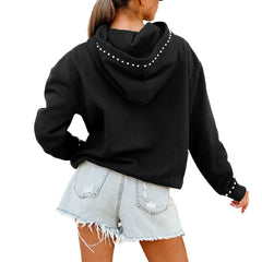New York Jets Gameday Couture Women's Oversized Catch the Vibe Studded Pullover Hoodie - Black Hoodies
