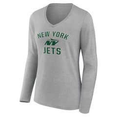 New York Jets Women's Victory Arch Long Sleeve V-Neck T-Shirt - Gray T-shirts
