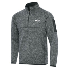 New York Jets Antigua Fortune Quarter-Zip Pullover Jacket - Heather Gray Pullover