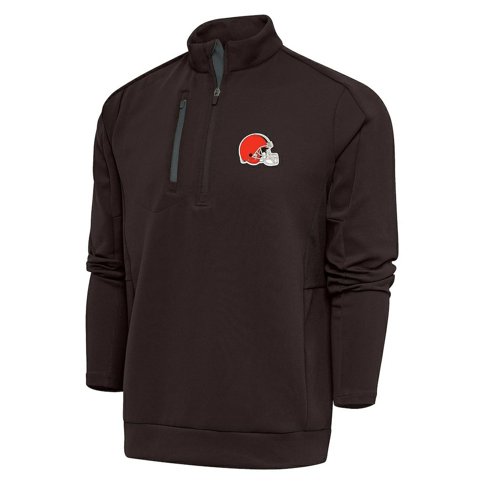 Cleveland Browns Antigua Generation Quarter-Zip Pullover Top - Brown Pullover