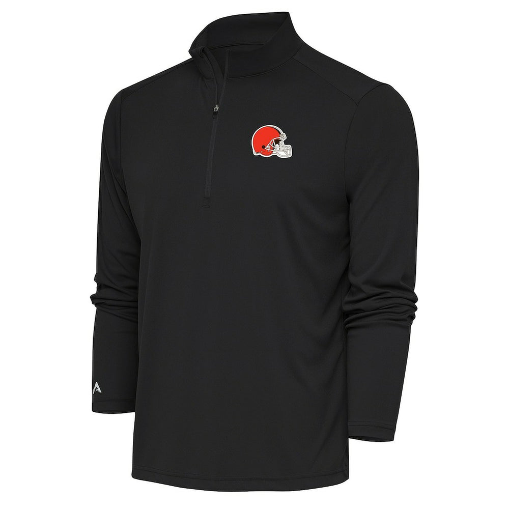 Cleveland Browns Antigua Tribute Quarter-Zip Pullover Top - Black Pullover