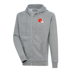Cleveland Browns Antigua Big & Tall Victory Full-Zip Hoodie - Heather Gray Hoodies