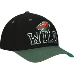 Minnesota Wild Mitchell & Ness Backside Script 2-Tone Pro Crown Adjustable Hat - Black/Green | US 201546274