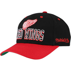 Detroit Red Wings Mitchell & Ness Backside Script Two-Tone Pro Crown Adjustable Hat - Black/Red | US 201546281