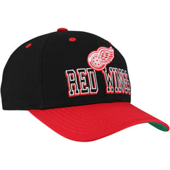 Detroit Red Wings Mitchell & Ness Backside Script Two-Tone Pro Crown Adjustable Hat - Black/Red | US 201546281