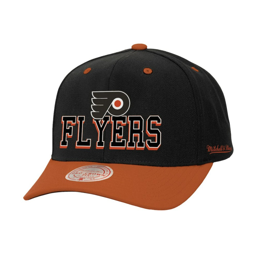 Philadelphia Flyers Mitchell & Ness Backside Script 2-Tone Pro Crown Adjustable Hat - Black/Orange | US 201546287