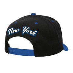 New York Knicks Backside Script 2-Tone Pro Crown Adjustable Hat Black/Blue - Mitchell & Ness