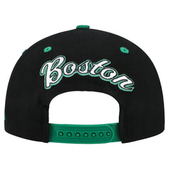 Boston Celtics Backside Script 2-Tone Pro Crown Adjustable Hat Black/Kelly Green - Mitchell & Ness