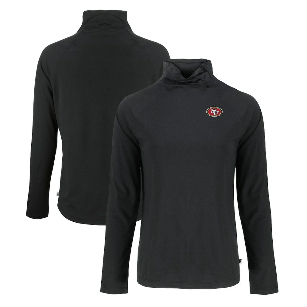 San Francisco 49ers Cutter & Buck Women's Coastline Epic Comfort Eco Recycled Funnel Neck Raglan Pullover Sweatshirt - Black Pullover