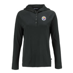 Pittsburgh Steelers Cutter & Buck Women's Coastline Epic Comfort Eco Recycled Raglan Pullover Hoodie - Black Hoodies