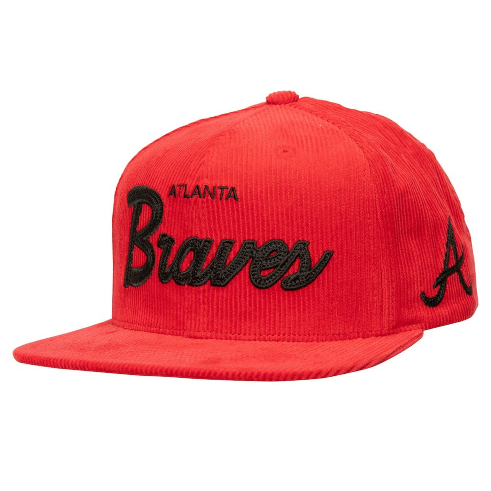 Mitchell & Ness Atlanta Braves Male Adult Corduroy Snapback Hat - Red Hats