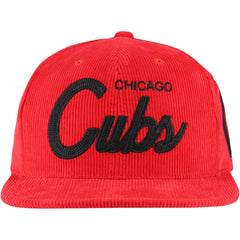 Mitchell & Ness Chicago Cubs Male Adult Corduroy Snapback Hat - Red Hats