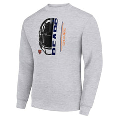 Chicago Bears Starter Half Helmet Team Graphic Tri-Blend Fleece Pullover Sweatshirt - Heather Gray Pullover