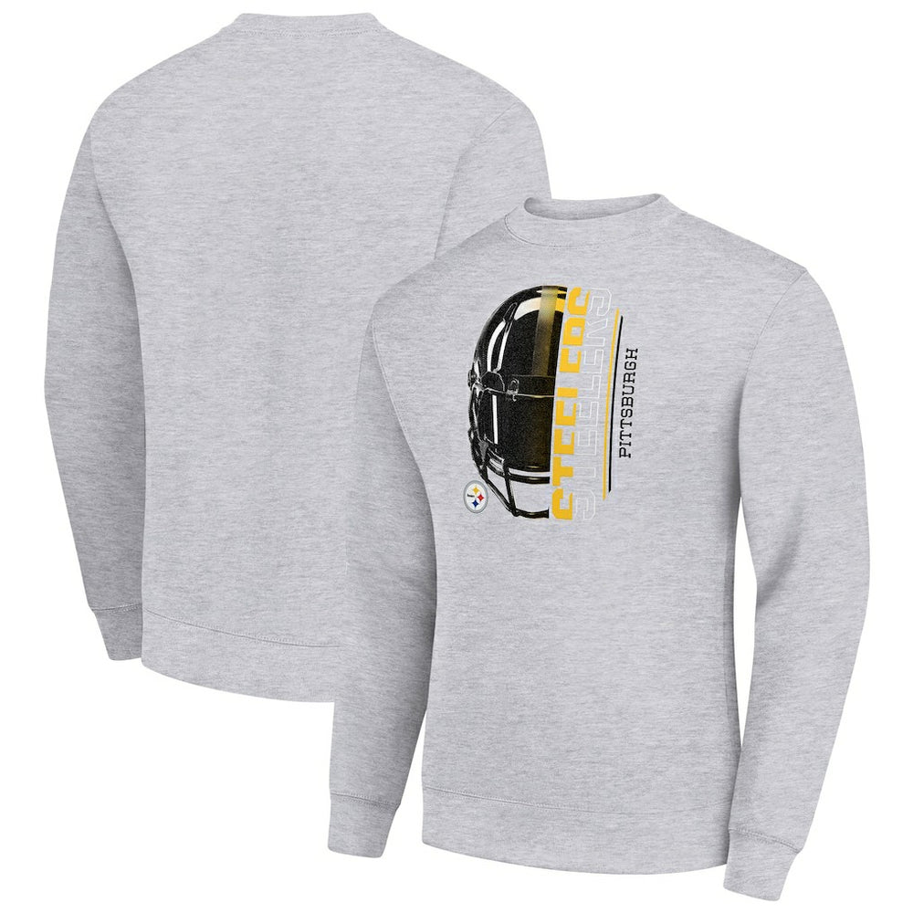 Pittsburgh Steelers Starter Half Helmet Team Graphic Tri-Blend Fleece Pullover Sweatshirt - Heather Gray Pullover