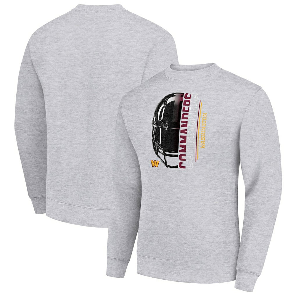 Washington Commanders Starter Half Helmet Team Graphic Tri-Blend Fleece Pullover Sweatshirt - Heather Gray Pullover